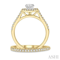 Round Shape Halo Diamond Wedding Set