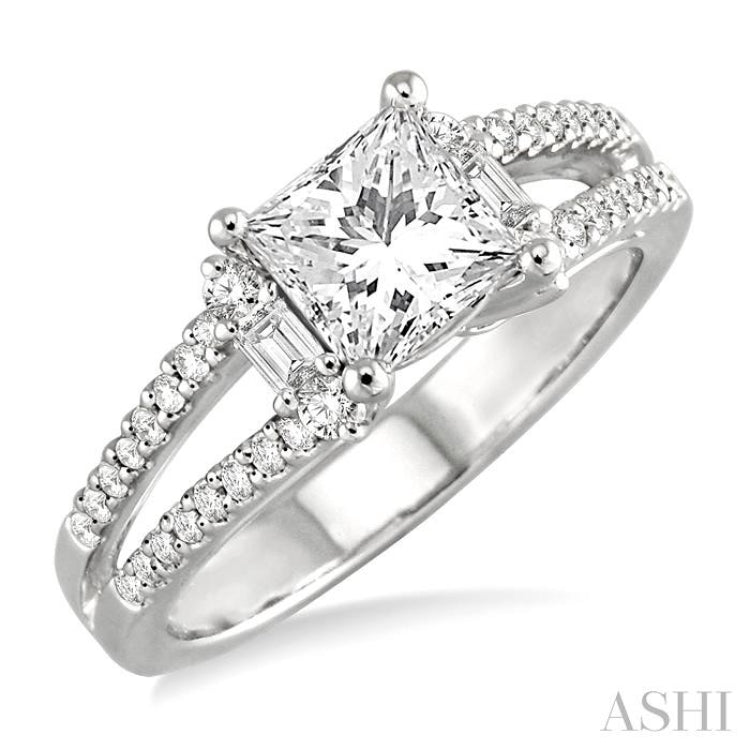 Princess Shape Semi-Mount Diamond Engagement Ring