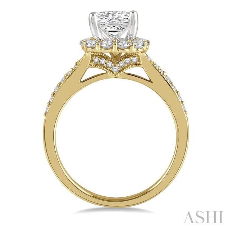 Cushion Shape Semi-Mount Halo Diamond Engagement Ring