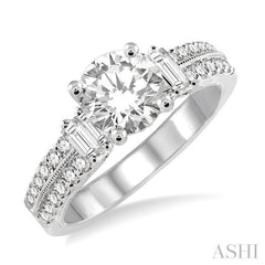 Round Shape Semi-Mount Diamond Engagement Ring