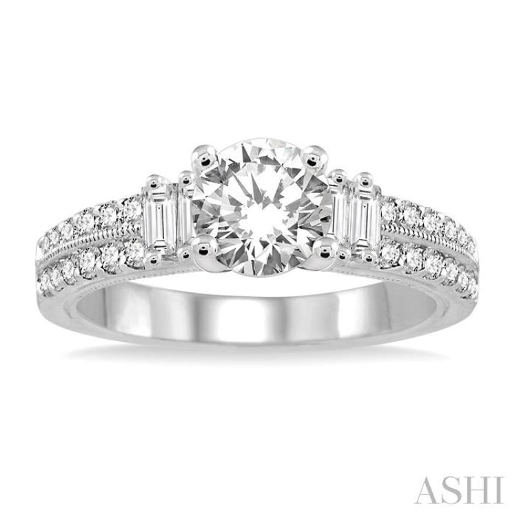 Round Shape Semi-Mount Diamond Engagement Ring