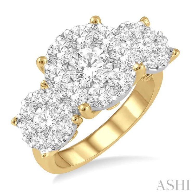 Round Shape Past Present & Future Lovebright Essential Diamond Engagement Ring