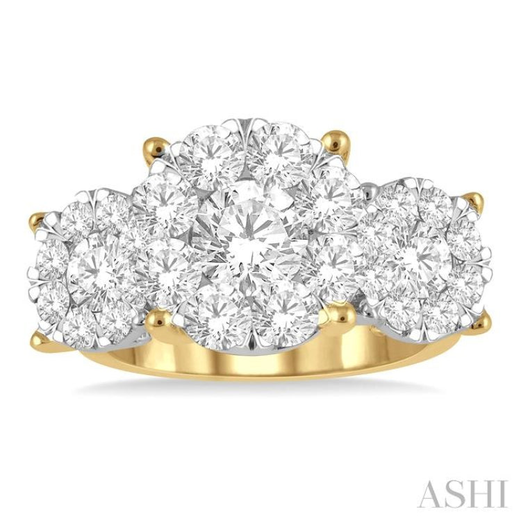 Round Shape Past Present & Future Lovebright Essential Diamond Engagement Ring