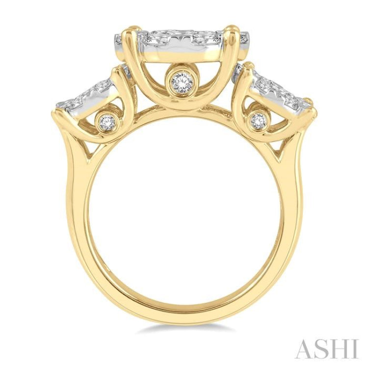 Round Shape Past Present & Future Lovebright Essential Diamond Engagement Ring