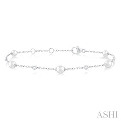 Pearl & Diamond Station Chain Bracelet