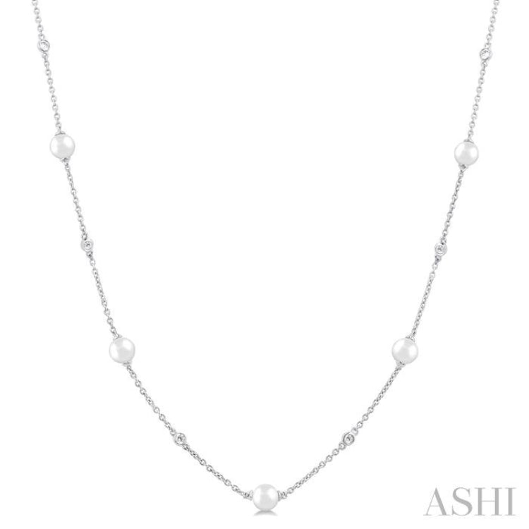 Pearl & Diamond Station Necklace