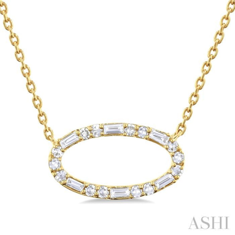 Oval Shape East-West Baguette Diamond Necklace