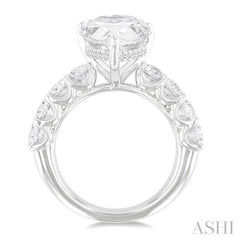 1 1/3 Ctw Pear Shape Round Cut Diamond Semi Mount Engagement Ring in 14K White Gold