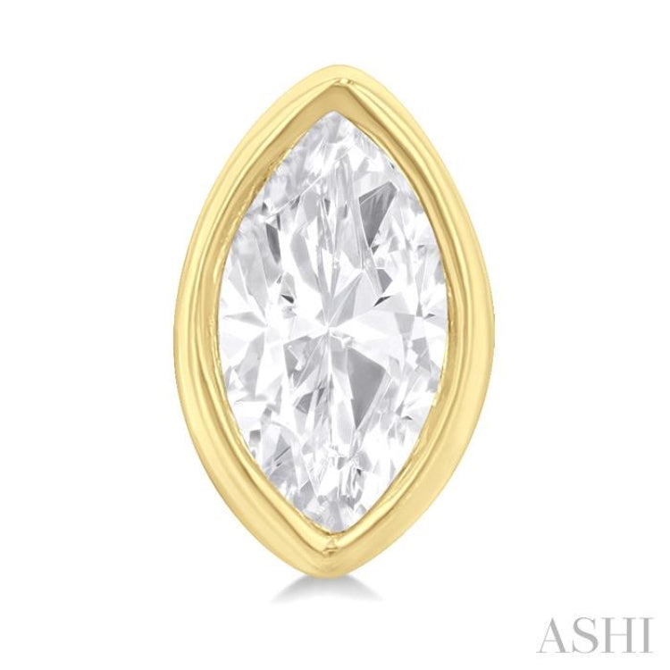 1/5 ctw Petite Bezel Set Marquise Cut Diamond Fashion Stud Earring in 10K Yellow Gold