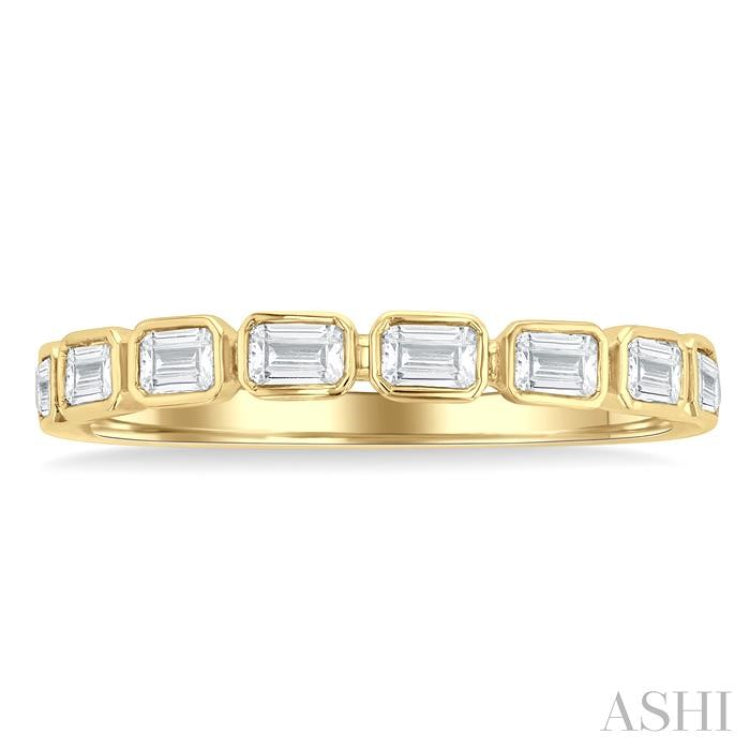 3/4 Ctw East-West Emerald Cut Bezel Diamond Fashion Band in 14K Yellow Gold