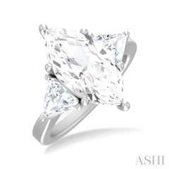 1 1/10 Ctw Marquise Shape Trillion and Round Cut Diamond Semi Mount Engagement Ring in 14K White Gold