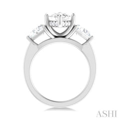 1 1/10 Ctw Marquise Shape Trillion and Round Cut Diamond Semi Mount Engagement Ring in 14K White Gold