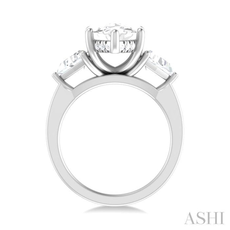 1 1/10 Ctw Marquise Shape Trillion and Round Cut Diamond Semi Mount Engagement Ring in 14K White Gold