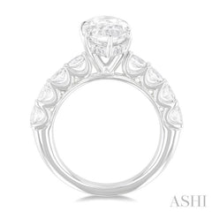 1 1/3 Ctw Marquise Shape Oval and Round Cut Diamond Semi Mount Engagement Ring in 14K White Gold