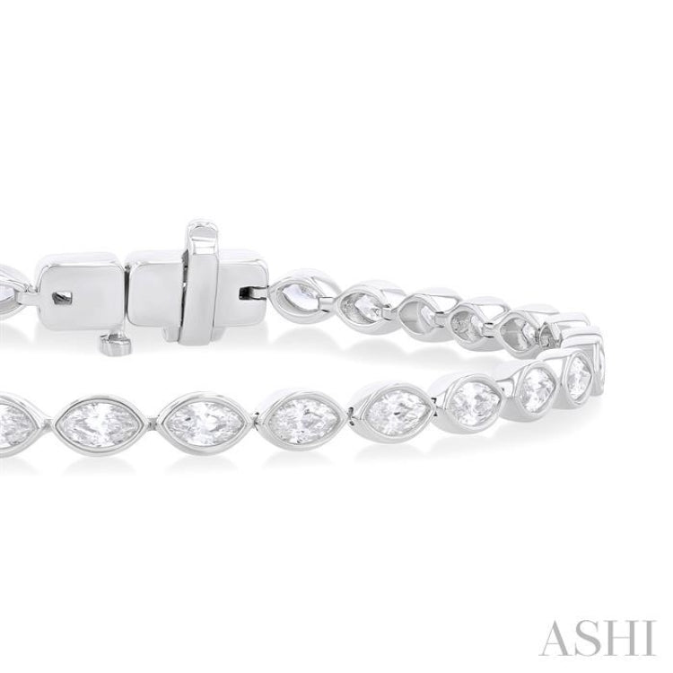 3 1/10 Ctw East-West Bezel Set Marquise Cut Diamond Tennis Bracelet in 14K White Gold