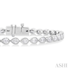 3 1/4 Ctw East-West Bezel Set Pear Cut Diamond Tennis Bracelet in 14K White Gold