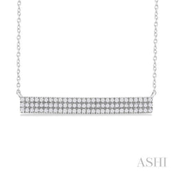 1/4 ctw Bar Triple Row Round Cut Diamond Necklace in 14K White Gold