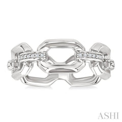 1/20 Ctw Bold Open Window Octagonal Shape D-Link Round Cut Diamond Ring in Sterling Silver