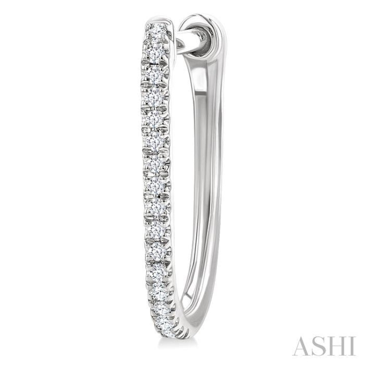 1/10 Ctw Round Cut Diamond Fashion Hoop Earrings in 10K White Gold