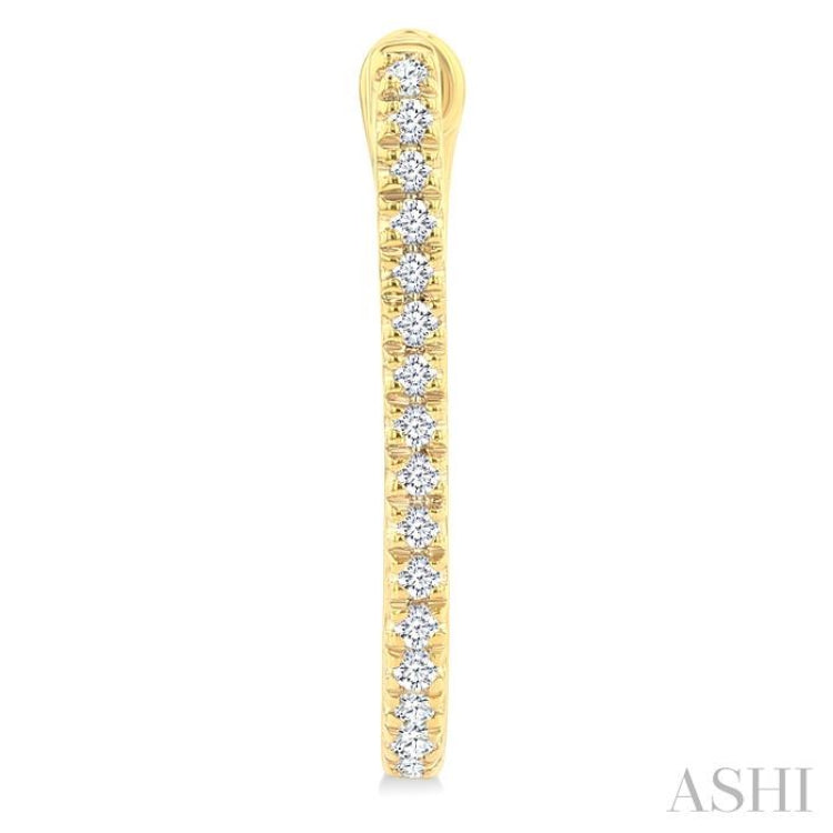 1/10 Ctw Round Cut Diamond Fashion Hoop Earrings in 10K Yellow Gold