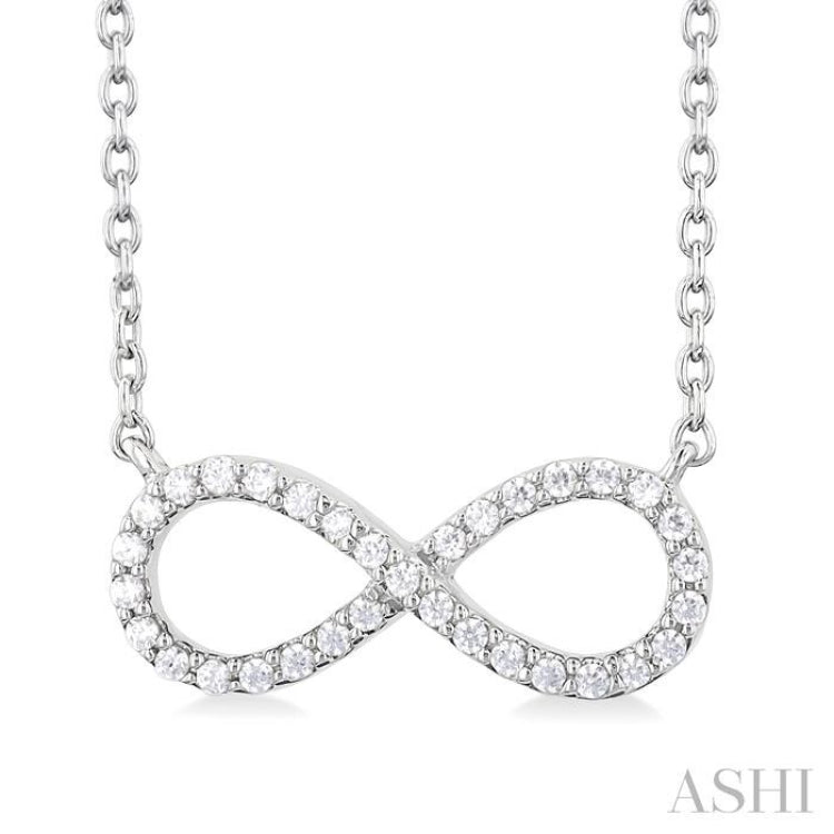 1/10 Ctw Round Cut Diamond Infinity Petite Pendant With Chain in 10K White Gold