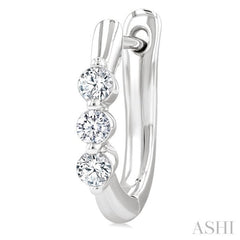 1/3 Ctw 3-Stone Round Cut Diamond Fashion Hoop Earrings in 14K White Gold