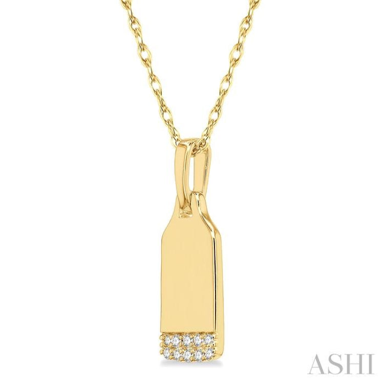 1/20 ctw Round Cut Diamond Tag Pendant With Chain in 10K Yellow Gold