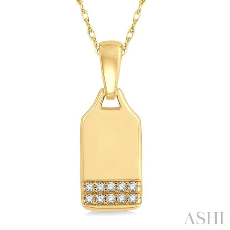 1/20 ctw Round Cut Diamond Tag Pendant With Chain in 10K Yellow Gold