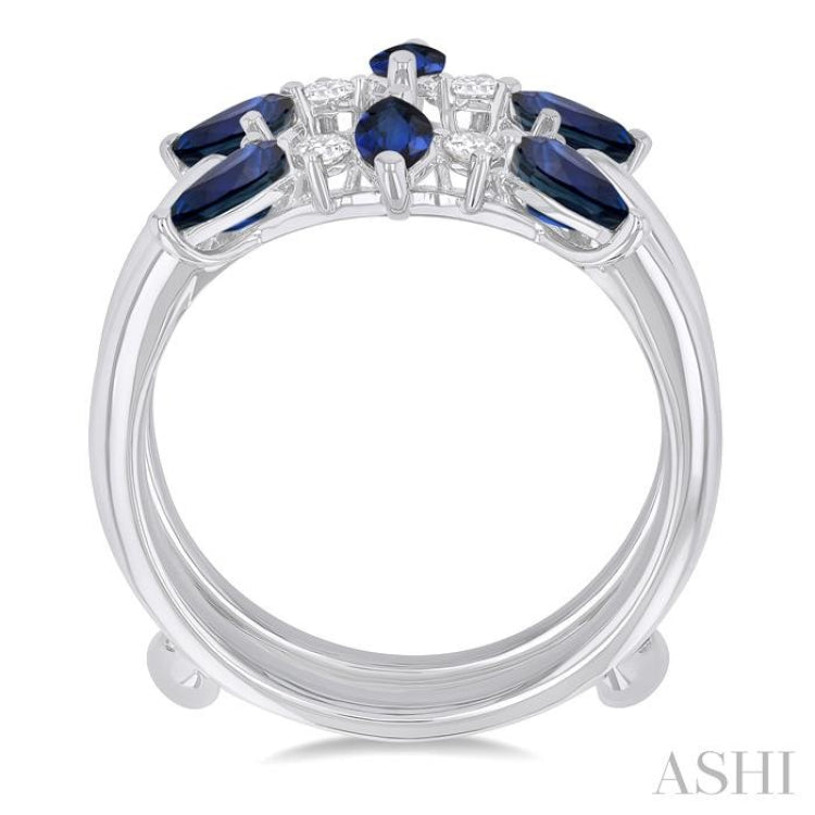 5x2.5 MM Marquise and 5x3 MM Pear Sapphire and 1/8 Ctw Round Cut Diamond Insert Precious Ring in 14K White Gold