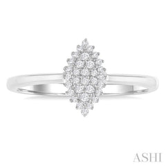 1/6 Ctw Petite Marquise Shape Round Cut Diamond Cluster Fashion Ring in 10K White Gold