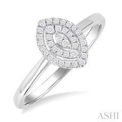 1/6 ctw Double Halo Marquise Shape Petite Round Cut Diamond Fashion Ring in 10K White Gold