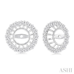 1 1/10 Ctw Round Cut Diamond 6.5MM Round Earrings Jacket in 14K White Gold