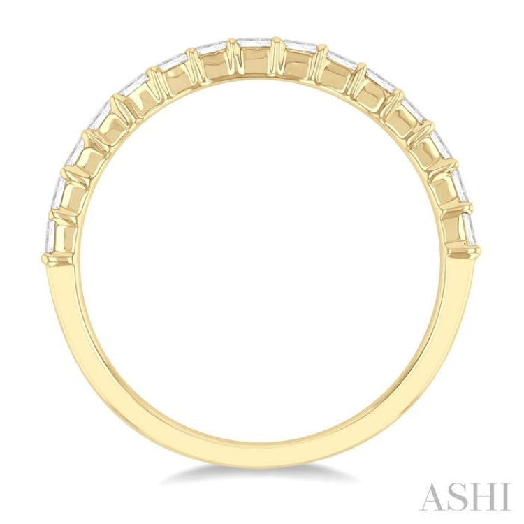 1/4 ctw Straight Row Baguette Cut Diamond Stackable Fashion Band in 14K Yellow Gold
