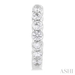 2 Ctw Inside-Out Embellished Round Cut Diamond Hoop Earrings in 14K White Gold