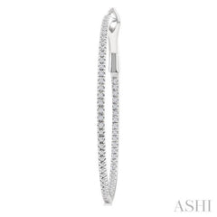 1/2 Ctw Inside & Outside Round Cut Diamond Hoop Earrings in 14K White Gold
