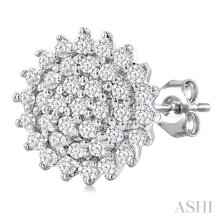 1/5 Ctw Petite Round Shape Round Cut Diamond Cluster Fashion Stud Earrings in 10K White Gold