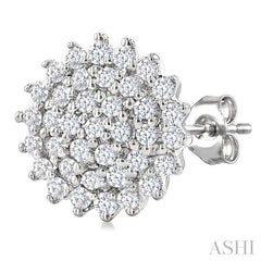 1/5 Ctw Petite Round Shape Round Cut Diamond Cluster Fashion Stud Earrings in 10K White Gold