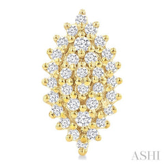 1/5 Ctw Petite Marquise Shape Round Cut Diamond Cluster Fashion Stud Earrings in 10K Yellow Gold