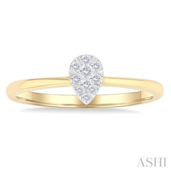 1/10 ctw Lovebright Petite Pear Shape Round Cut Diamond Fashion Ring in 10K Yellow Gold