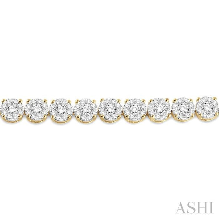 7 ctw Round Cut Diamond Lovebright Tennis Bracelet in 14K Yellow and White Gold