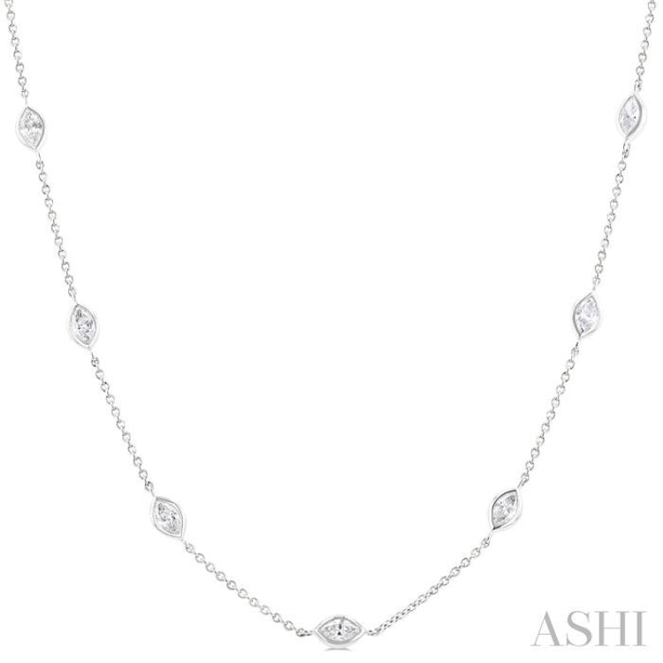 2 Ctw Marquise Cut Diamond Fashion Necklace in 14K White Gold