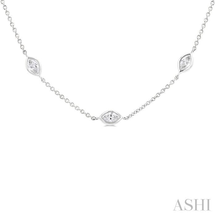 2 Ctw Marquise Cut Diamond Fashion Necklace in 14K White Gold