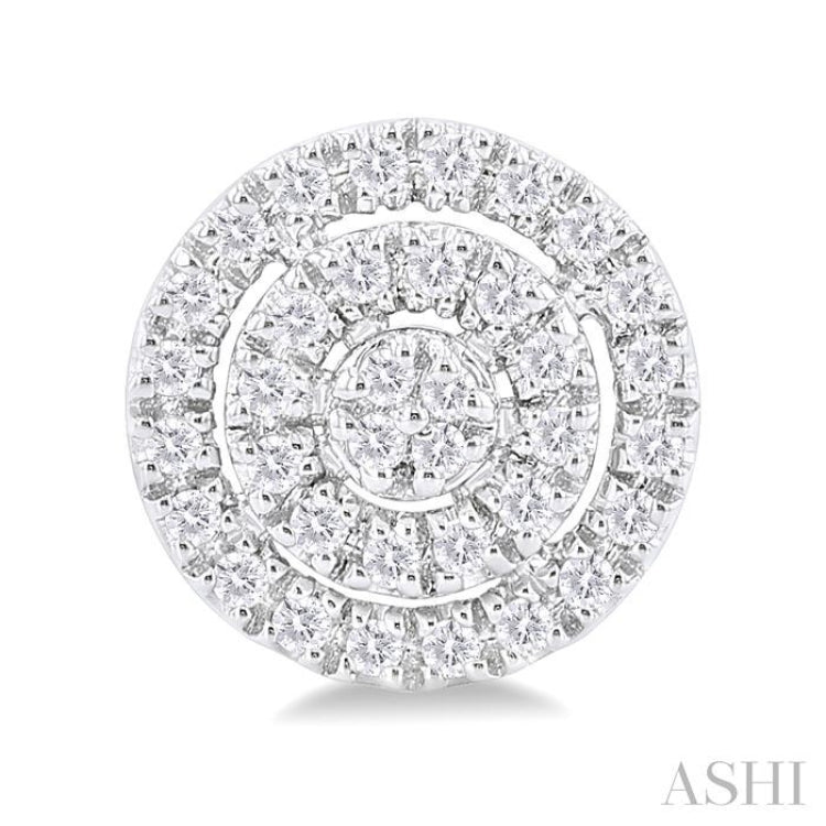 1/5 Ctw Double Halo Round Shape Petite Round Cut Diamond Fashion Stud Earrings in 10K White Gold