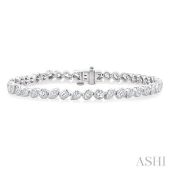 4 Ctw Mixed Diamond Cut Fashion Tennis Bracelet in 14K White Gold