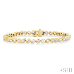 4.00 ctw Mixed Diamond Cut Fashion Tennis Bracelet in 14K Yellow Gold