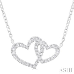 1/4 Ctw Interlocked Heart Round Cut Diamond Fashion Pendant With Chain in 10K White Gold