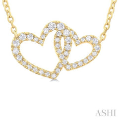 1/4 ctw Interlocked Heart Round Cut Diamond Fashion Pendant With Chain in 10K Yellow Gold