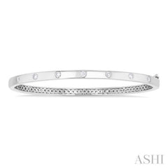 3/8 ctw Flush Bezel Set Diamond Fashion Bangle in 14K White Gold