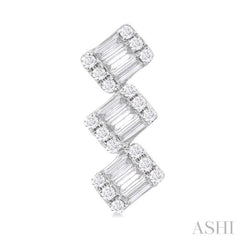 1/3 Ctw Zig-Zag Fusion Baguette and Round Cut Diamond Fashion Earrings in 10K White Gold