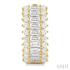 1 1/3 ctw Horizontal Layout Baguette and Round Cut Diamond Fashion Huggie Earrings in 14K Yellow Gold